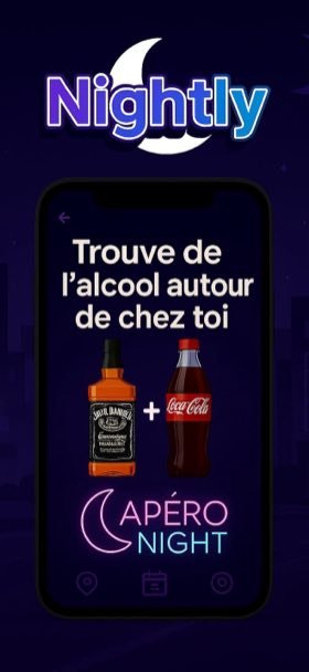 Écran de l'app mobile Nightly