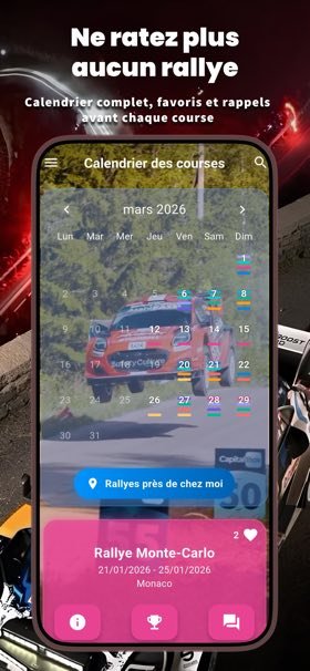 Écran de l'app mobile Rallye Sphere